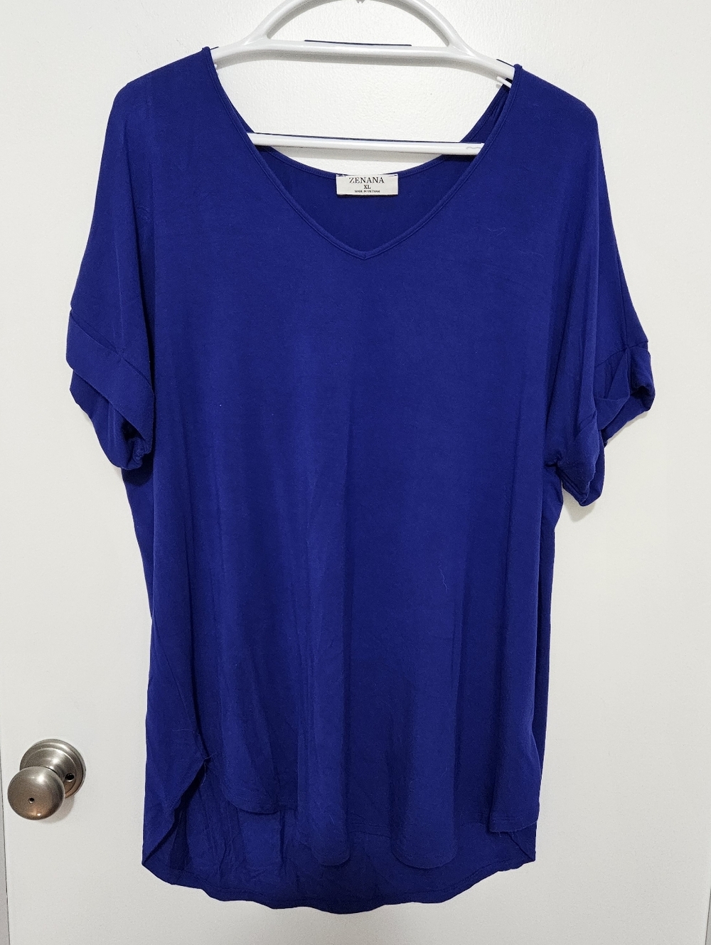Zenana Cobalt‎ V-Neck Short Sleeve Top Size XL